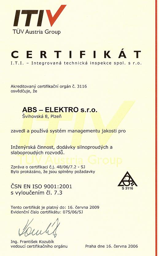 Certifik�t jakosti 